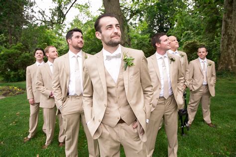 tan suits for wedding party.